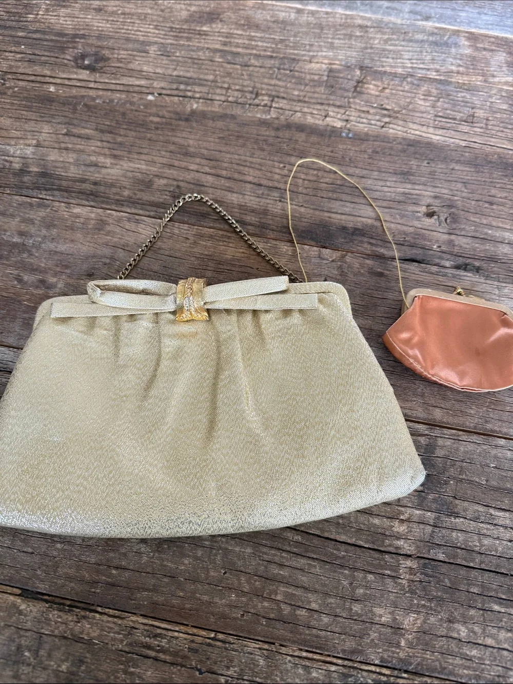Vintage Gold Evening Chain-Handle Clutch Bag